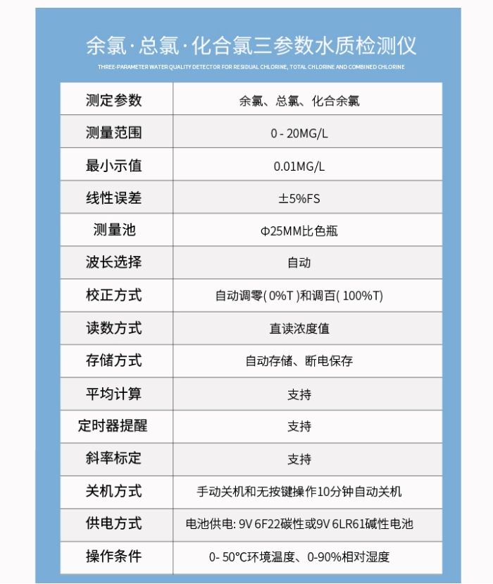 天爾便攜式余氯總氯測定儀